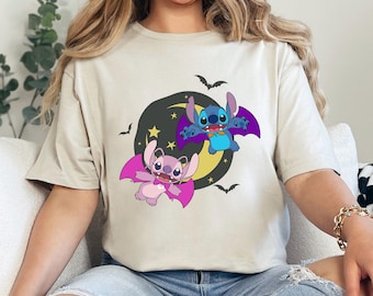 Stitch And Angel Halloween Shirt Disney Halloween Kids Shirt, Disney Stitch Scary Shirt Cute Stitch& Angel Halloween Family Shirt 371672