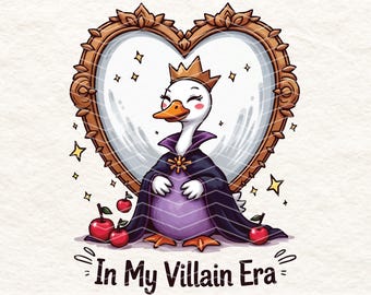 Villain Era Goose PNG, Evil Queen Goose Clipart, Cute Gothic Fairy Tale Digital Download, Aesthetic Dark Academia