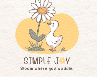 Cute Goose Daisy PNG | Simple Joy Sublimation Design | Retro Farm Animal Clipart | Cottagecore T-Shirt Graphic