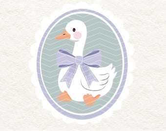 Cute Goose PNG Clipart | Baby Shower Animal Clip Art | Farm Animal Digital Download | 300 DPI Transparent Background | Pastel Nursery Decor