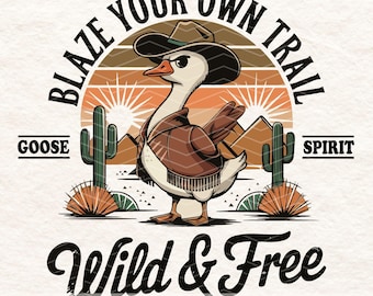 Western Goose Sublimation, Cowboy Goose PNG, Wild West,  Country Goose, Rustic Farm Animal, Rodeo, Vintage Goose Art, Wild and Free PNG
