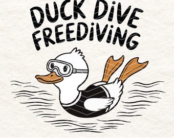 Funny Duck PNG - Duck Dive Freediving Clipart, Cute Diving Duck Sublimation, Water Sports Digital Download, Tumbler & Shirt Print Design