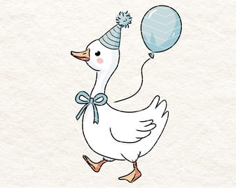 Cute Goose Blue Color PNG | Birthday Party Animal Clipart | High Quality 300 DPI Transparent Background | Baby Shower Decor