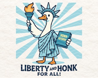 Ganso del 4 de julio PNG, divertida imagen de ganso de la Estatua de la Libertad, bocinazo patriótico, sublimación de camisetas del Día de la Independencia, diseño de libertad y bocinazo