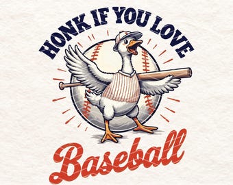Baseball Goose PNG, Funny Baseball Sublimation, Sports Lover Digital Download, Cute Goose Clipart, Vintage Baseball Design, Instant Download