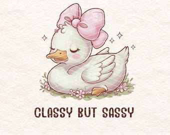 Cute Goose PNG | Classy but Sassy Clipart | Kawaii Goose Sublimation Design | Pastel Aesthetic Digital Download | Transparent Background