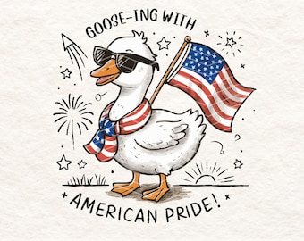 Patriotic Goose PNG | 4th of July Sublimation | American Pride Clipart | Funny USA Goose Sticker | Independence Day Digital Download