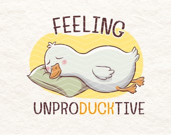 Funny Duck PNG, Lazy Duck Clipart, Feeling Unproductive PNG, Cute Animal Sublimation Design, Transparent Background, Digital Download