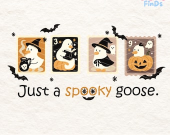 Halloween Goose PNG - Cute Spooky Goose Clipart, Witch Goose, Pumpkin Ghost, Kawaii Halloween Animal for Sublimation and Shirt Design
