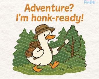 Gans Wandern Ente PNG, Abenteuer Gans Clipart, Camping Gans Illustration, lustige Gans digitaler Download, Waldtier Kunst