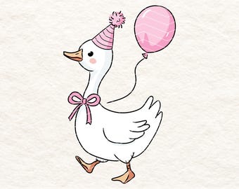 Cute Goose Pink Color PNG | Birthday Party Animal Clipart | High Quality 300 DPI Transparent Background | Baby Shower Decor