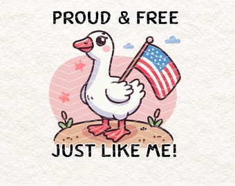 Patriotic Goose PNG | Cute American Goose Sticker | 4th of July Sublimation | Funny USA Bird Clipart | Digital Download, 300 DPI
