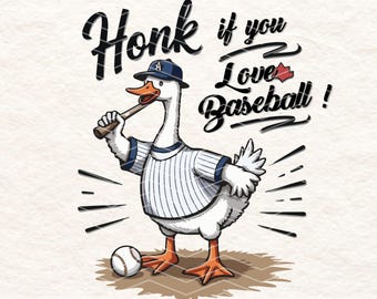 Baseball Goose PNG | Funny Goose Baseball Clipart | Honk if You Love Baseball | Sport Mascot  | Cute Goose Sublimation Design