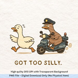 Ganso tonto y gracioso PNG - Clipart de ganso suelto, Ganso gracioso PNG, Clipart de persecución policial de ganso, Diseño de camiseta de animal tonto