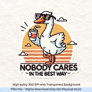 Funny Goose PNG, Cool Goose Clipart, Retro Sunset Digital Download, Sassy Bird Sticker, Transparent Background, 300 DPI, Meme Sublimation