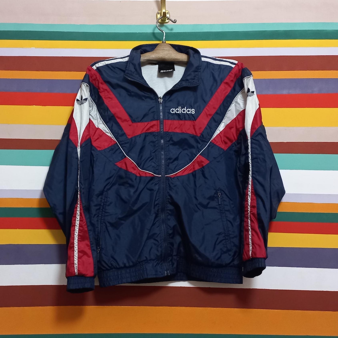 Vintage 90s Adidas Track Jacket: Retro Geometric Nylon Sportswear