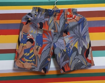 80s Vintage Adidas Shorts: West Germany Made, Multicolor Print, Size M