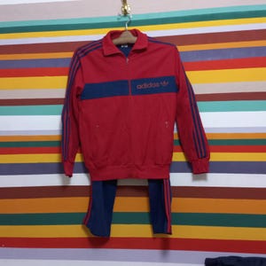 Made in Yugoslavia Vintage 1980&#39;s Adidas sports suit Track top jacket Size M retro sport Multicolor oldsсhool blue sweatshirt with zipper