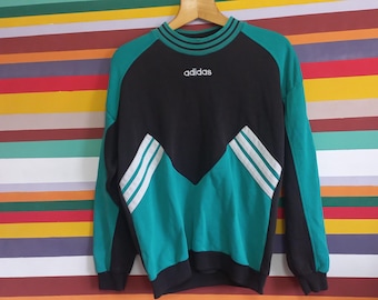 90s Vintage Adidas Sweatshirt: M Size Green Pullover