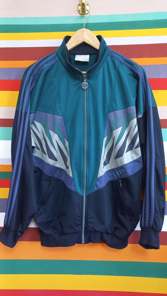 Vintage 90s Adidas Track Jacket: Multicolor Retro Sportswear, Size