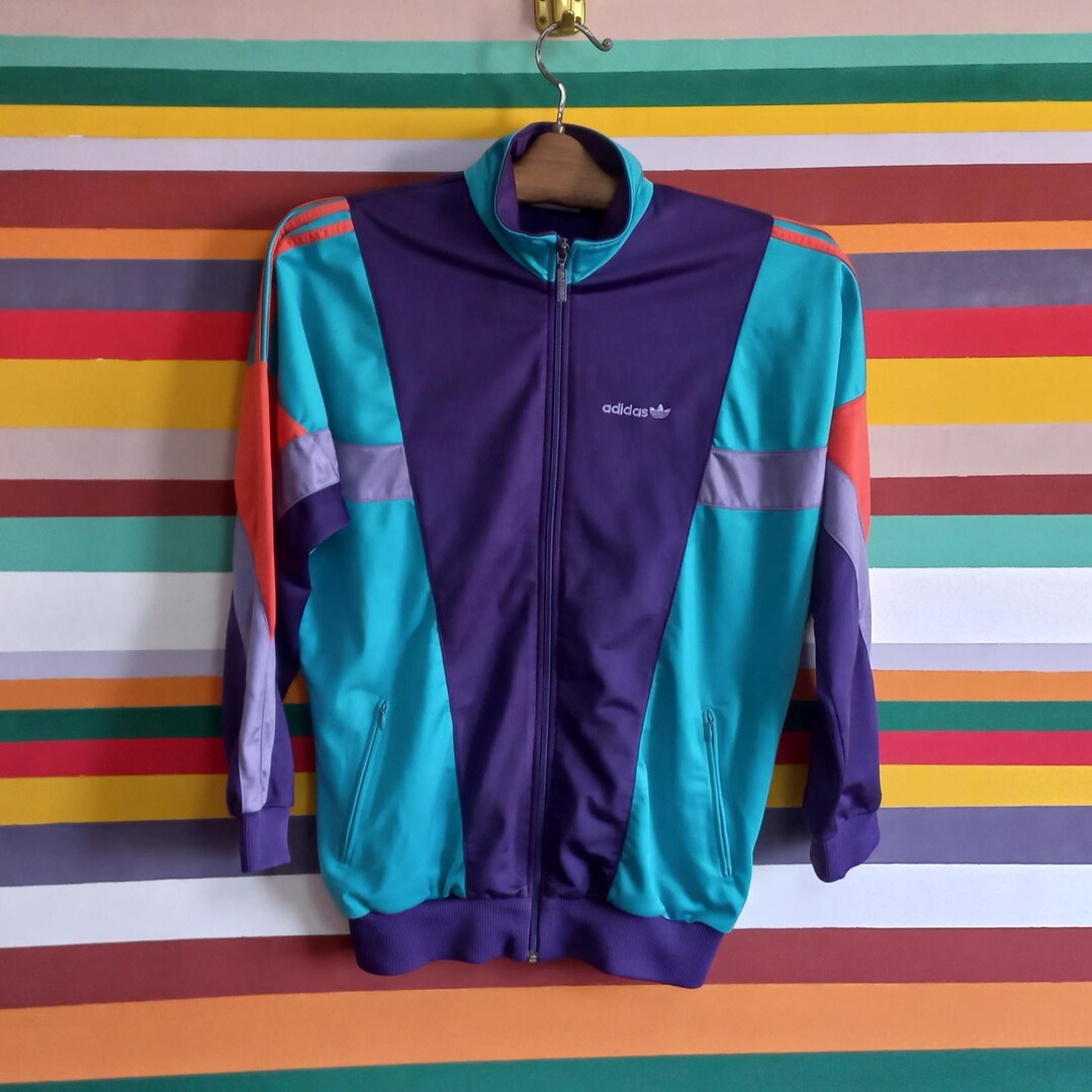 Vintage 90s Adidas Track Jacket: Multicolor Retro Sportswear (size