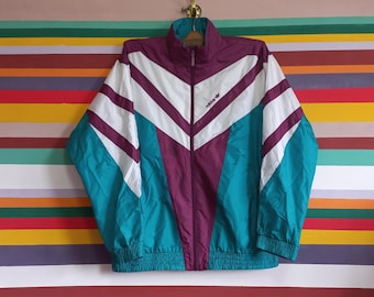 Vintage 90s Adidas Track Jacket: Multicolor Retro Sportswear (Size S/M)