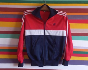 Vintage 80s Adidas Track Jacket: Blue & Red Full Zip (XL) - Etsy