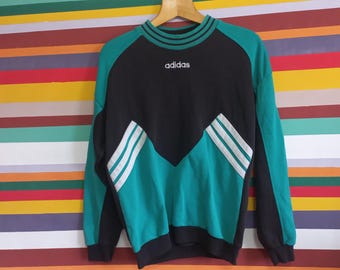 90s Vintage Adidas Sweatshirt: M Size Green Pullover