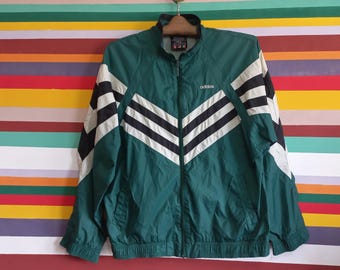 Vintage jaren 90 Adidas-trainingsjack: retro groen windjack (maat M)
