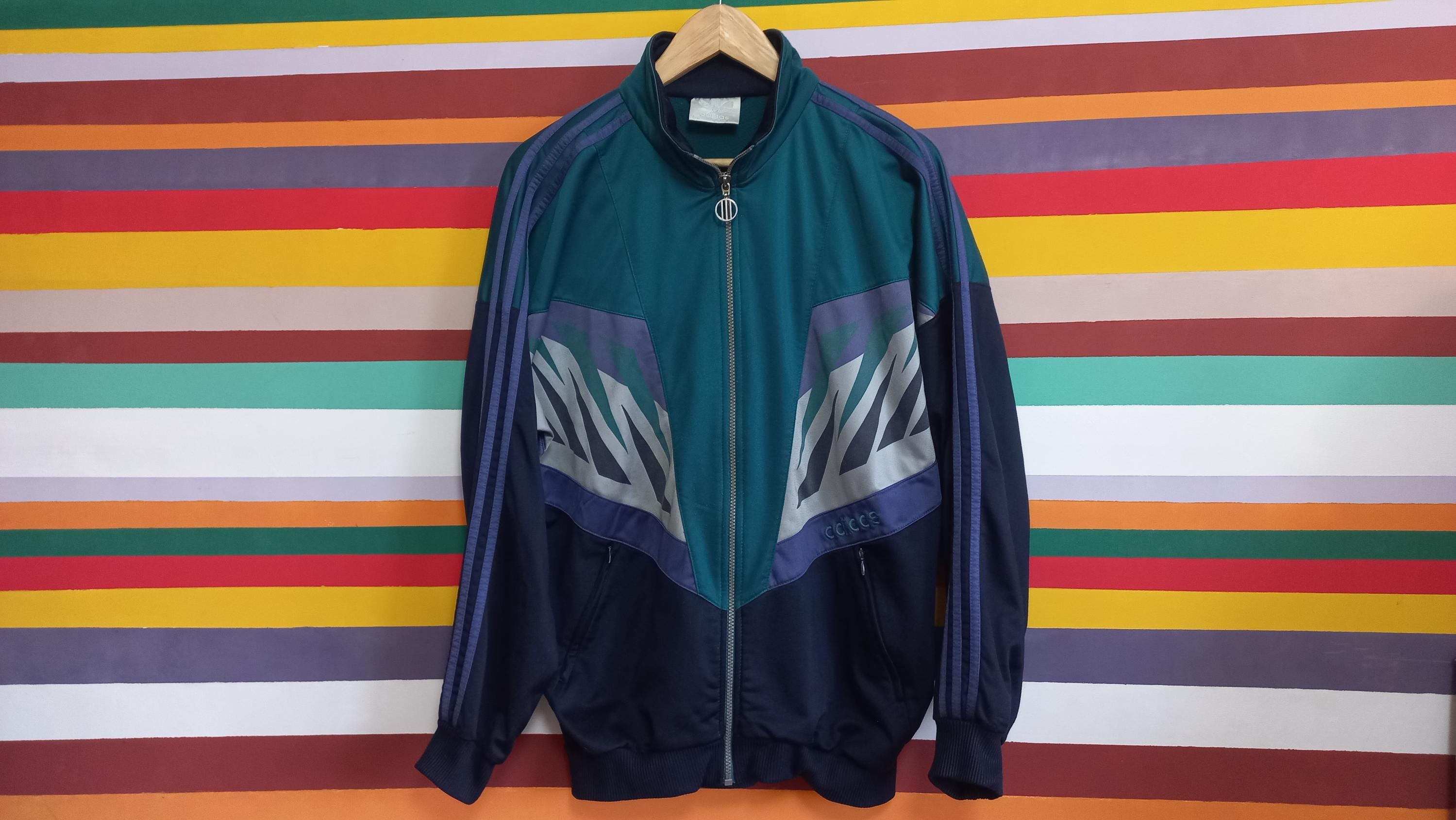Vintage 90s Adidas Track Jacket: Multicolor Retro Sportswear, Size