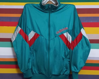Vintage 90s Adidas Track Jacket: Green With Stripes, Size M - D5