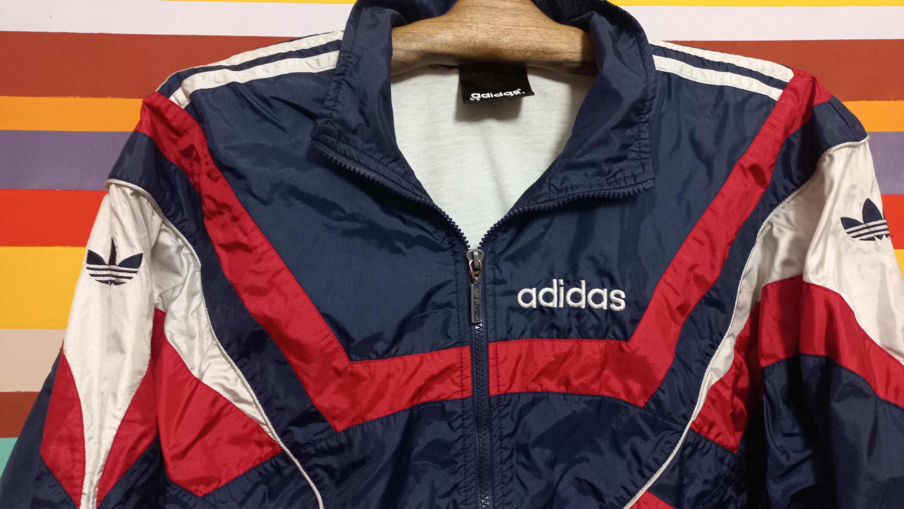 Vintage 90s Adidas Track Jacket: Retro Geometric Nylon Sportswear
