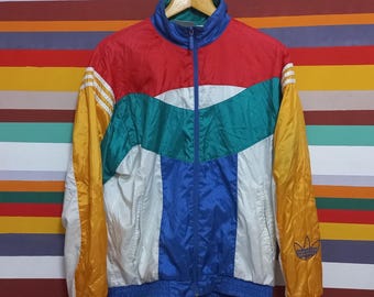 Vintage 90s Adidas Track Jacket: Red Retro Sportswear, Size S / D4