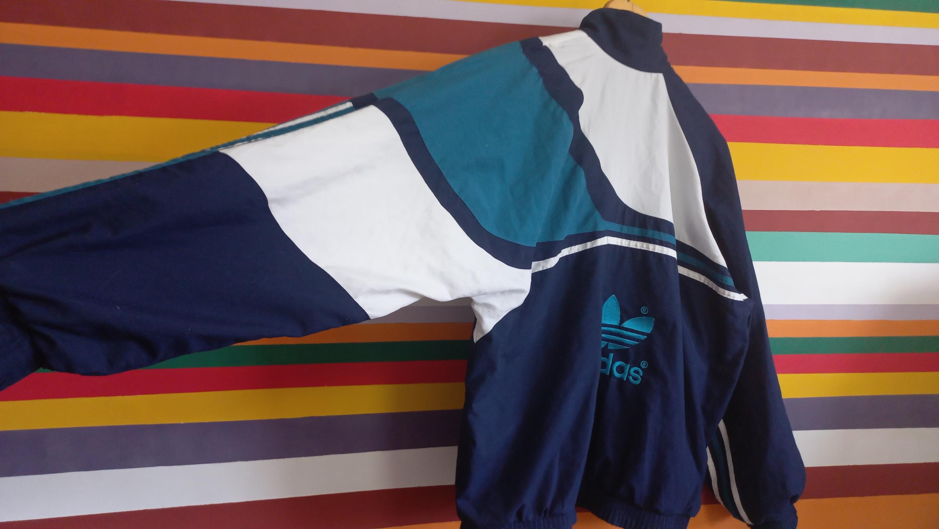 Vintage 90s Adidas Track Jacket: Retro City Sportswear, Size L