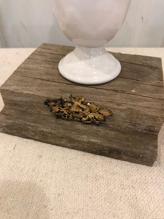 Vintage Wood Base With Metal Medalion On The Frontsalvaged Etsy