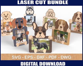 Paquete de marcos para fotos de mascotas, diseño de pata de perro o gato, corte láser SVG (descarga digital)