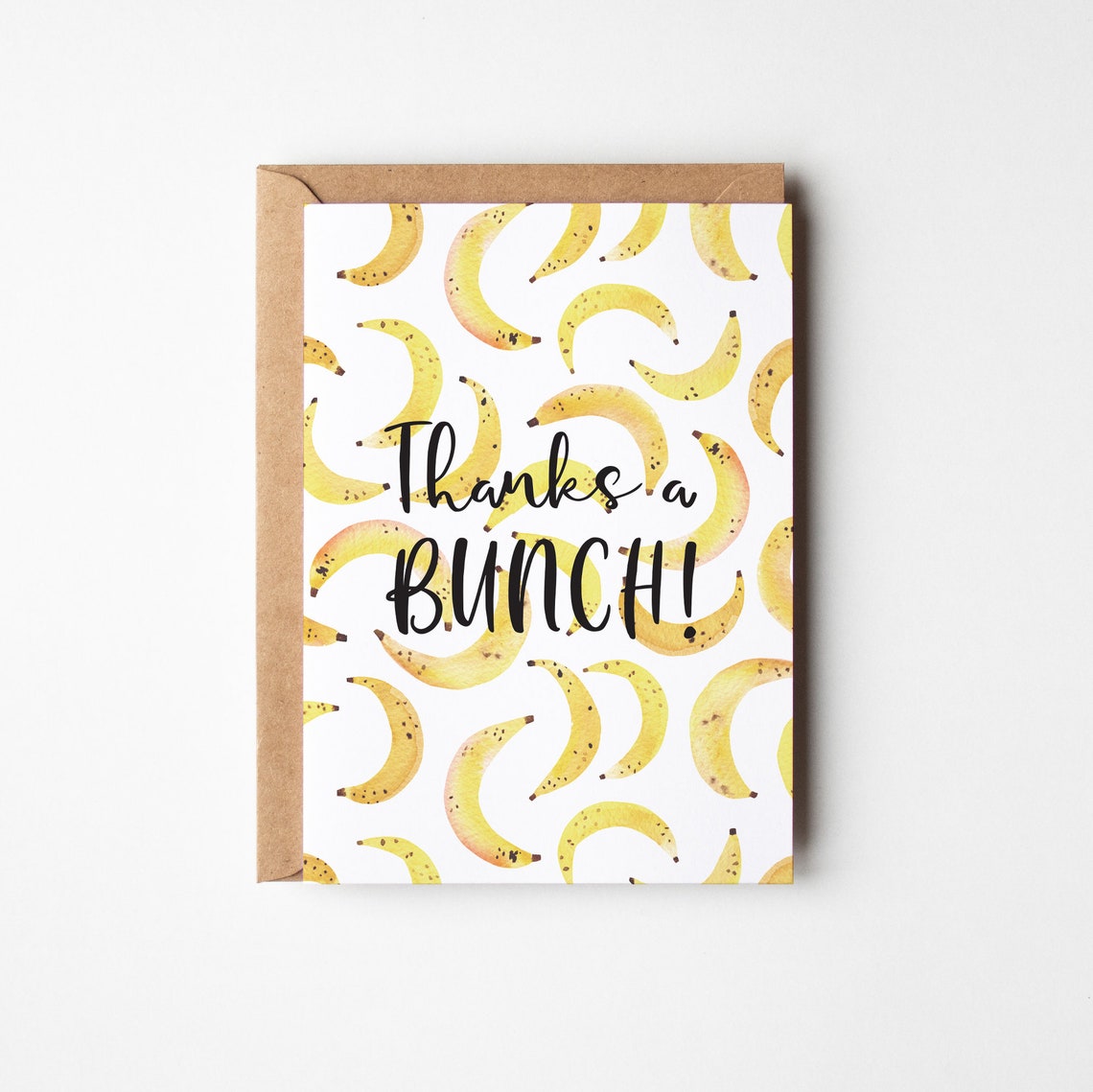 Thanks a Bunch Bananas Greeting Card | Watercolor Thank You Card | Pun ...