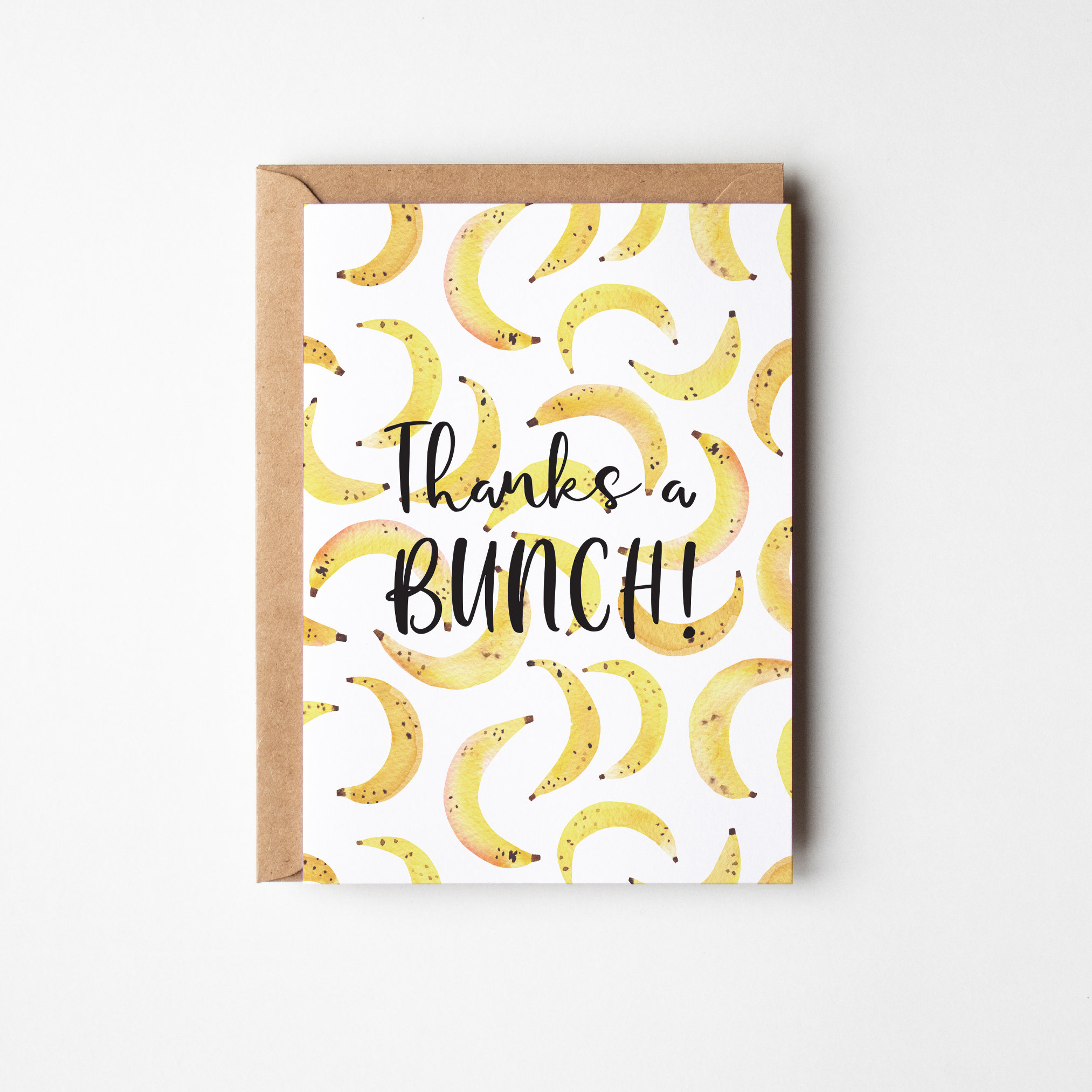 Thanks a Bunch Bananas Greeting Card | Watercolor Thank You Card | Pun ...