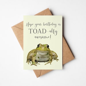 Watercolor Toad Frog Birthday Greeting Card | Happy Birthday Card | Pun Card | Birthday | Frogs | Blank birthday card | Frog card