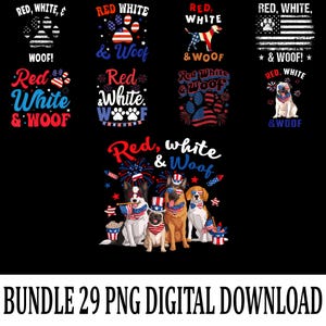PNG rojo, blanco y guau, clipart patriótico para amantes de los perros, diseño de sublimación de la bandera de EE. UU. del 4 de julio, descarga digital de perro americano divertido