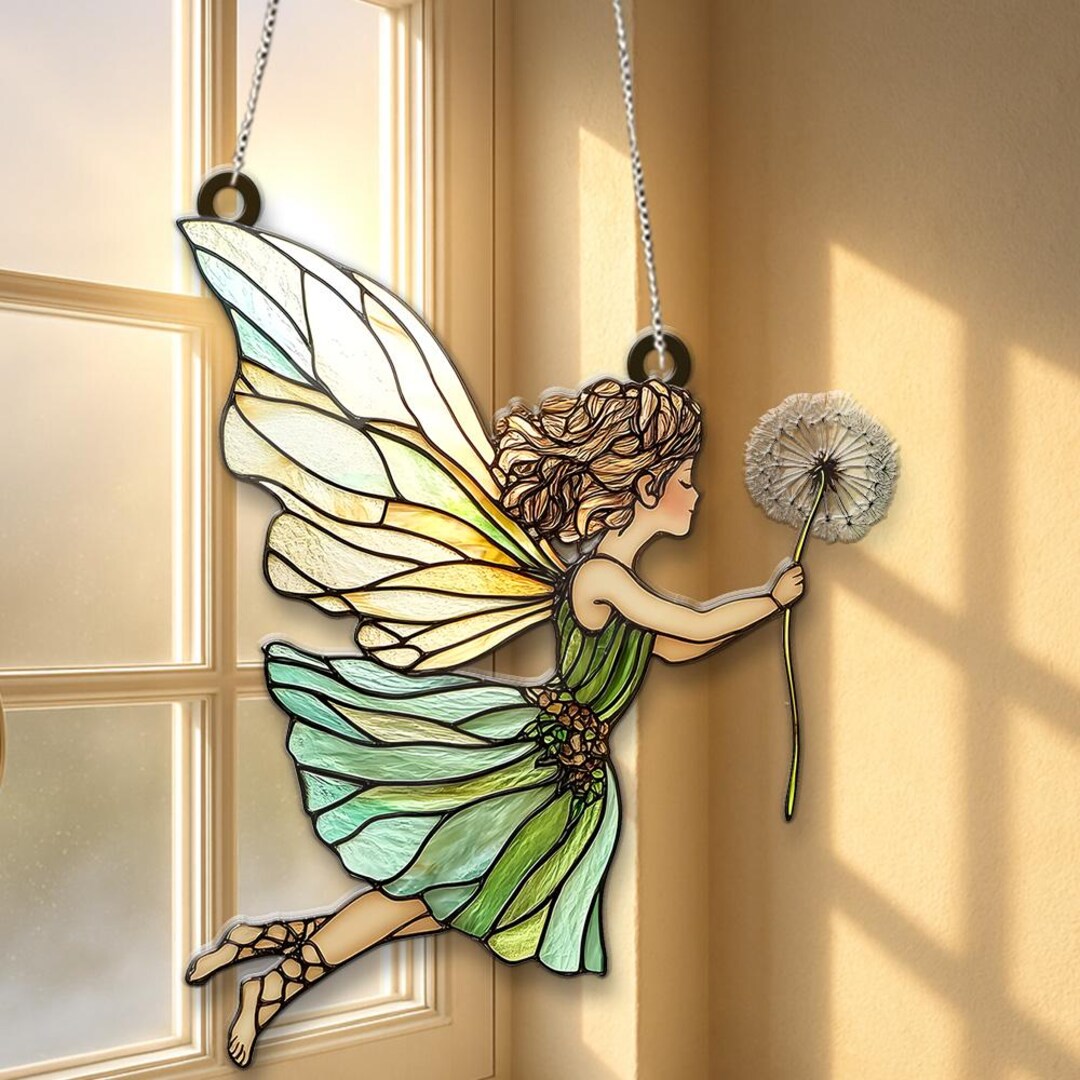 Photo inspiration: Fresh Look at Fairy Garden Suncatcher Dandelion Wish Window Hanging Whimsical Fairycore Decor