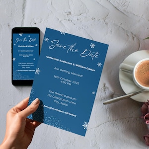 Faire-part de mariage électronique pour l'hiver, faire gagner une date sur le thème de l'hiver, faire-part de mariage numérique modifiable 006