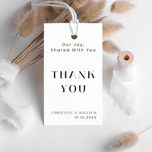 Danke Tag Minimalist elegant Tag für Hochzeit Gunst Tag für Gast Hochzeit Danke Tag für Freund bearbeitbar Canva Danke Tag sauber 001
