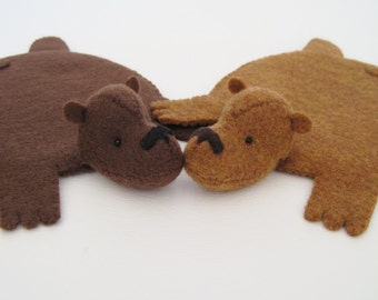 Bear Coaster (Set of Two) by Dandyrions / Felt Coaster for Cups / Home Furnishings