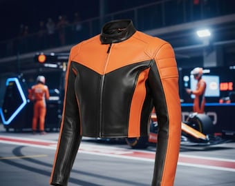 Chaqueta motera de piel de cordero negra McLaren: estilo motociclista