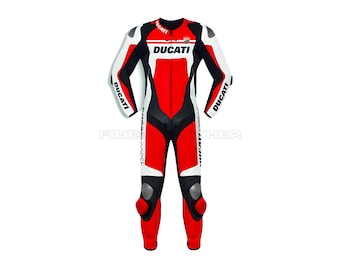 Ducati Corse Leather Motorcycle Racing Suit: CE Marked, Custom Fit