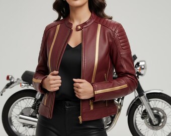 Brown Lambskin Leather Biker Jacket: Moto Style