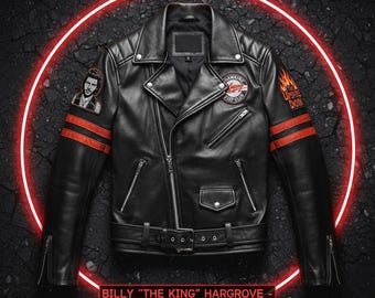 Chaqueta de cuero de motociclista de Billy Hargrove: estilo forajido de los 80