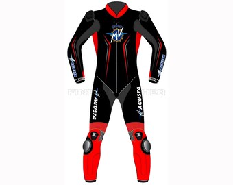 MV agusta design handmade red custom tailored motorbike racing bike suit one/two piece