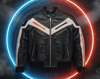 Chaqueta motera Porsche de piel de cordero negra: estilo motociclista